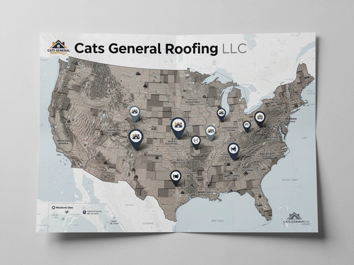 Map of Cats General Roofing LLC. Service Areas